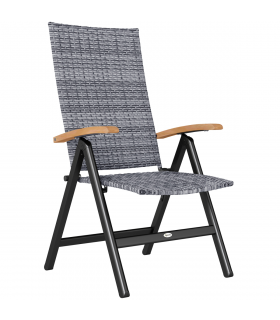 Outsunny Outdoor Folding Rattan Chair, Dining Chair, Light Grey