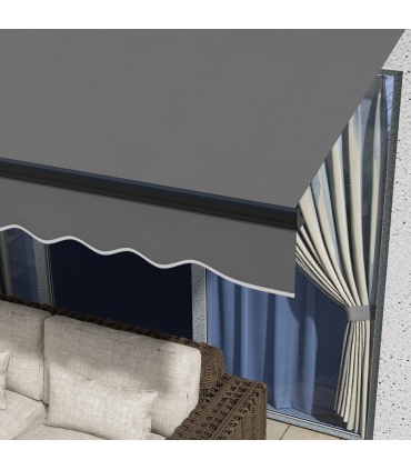 Outsunny 3.5 x 2.5m Electric Retractable Awning, Aluminium Frame, Dark Grey