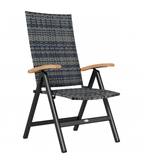 Outsunny Outdoor Folding Rattan Chair, Dining Chair, Mixed-grey