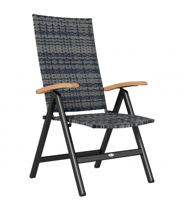 Outsunny Outdoor Folding Rattan Chair, Dining Chair, Mixed-grey