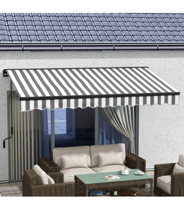 Outsunny 3.5 x 2.5m Electric Retractable Awning, Aluminium Frame, Grey & White
