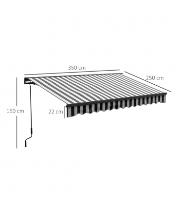 Outsunny 3.5 x 2.5m Electric Retractable Awning, Aluminium Frame, Grey & White
