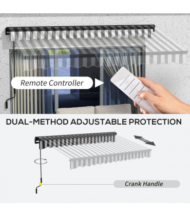 Outsunny 3.5 x 2.5m Electric Retractable Awning, Aluminium Frame, Grey & White