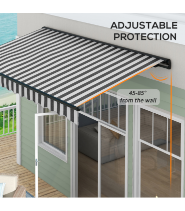 Outsunny 3.5 x 2.5m Electric Retractable Awning, Aluminium Frame, Grey & White