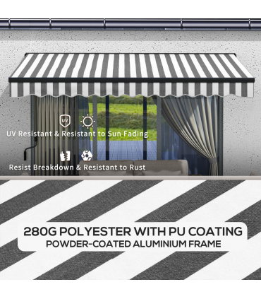 Outsunny 3.5 x 2.5m Electric Retractable Awning, Aluminium Frame, Grey & White