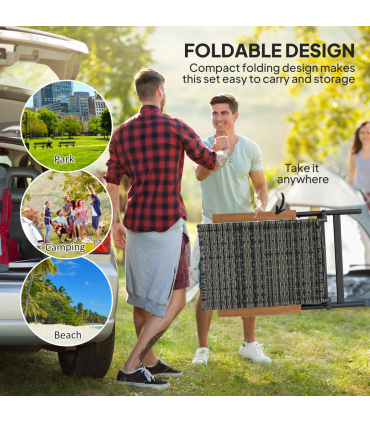 Outsunny Outdoor Folding Rattan Chair, Dining Chair, Mixed-grey