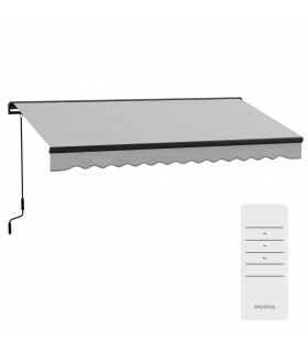 Outsunny 3.5 x 2.5m Electric Retractable Awning, Aluminium Frame, Light Grey
