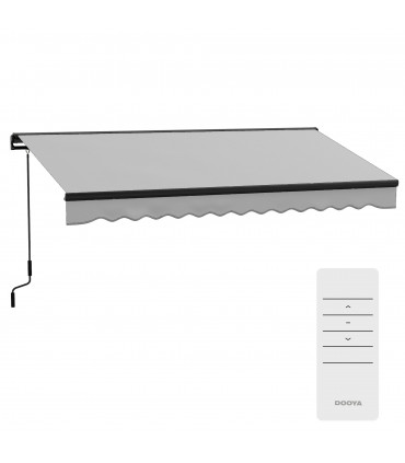 Outsunny 3.5 x 2.5m Electric Retractable Awning, Aluminium Frame, Light Grey