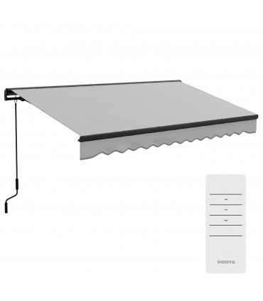 Outsunny 3.5 x 2.5m Electric Retractable Awning, Aluminium Frame, Light Grey