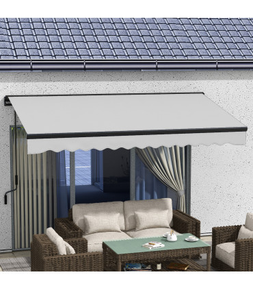 Outsunny 3.5 x 2.5m Electric Retractable Awning, Aluminium Frame, Light Grey