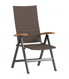 Outsunny Outdoor Folding Rattan Chair, Dining Chair, Brown
