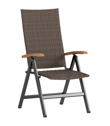 Outsunny Outdoor Folding Rattan Chair, Dining Chair, Brown