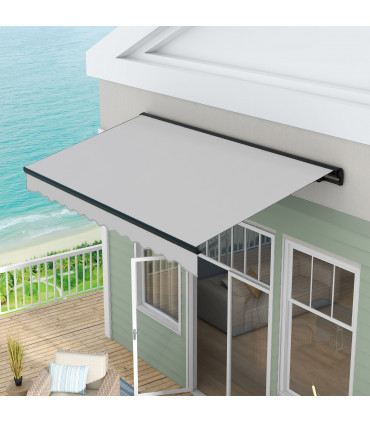 Outsunny 3.5 x 2.5m Electric Retractable Awning, Aluminium Frame, Light Grey