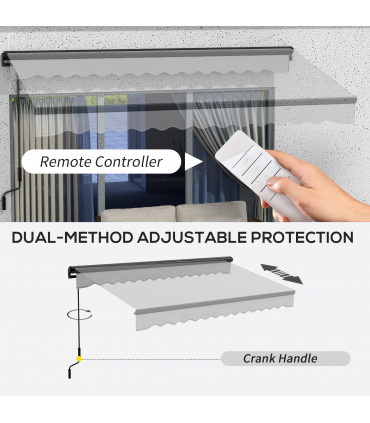 Outsunny 3.5 x 2.5m Electric Retractable Awning, Aluminium Frame, Light Grey