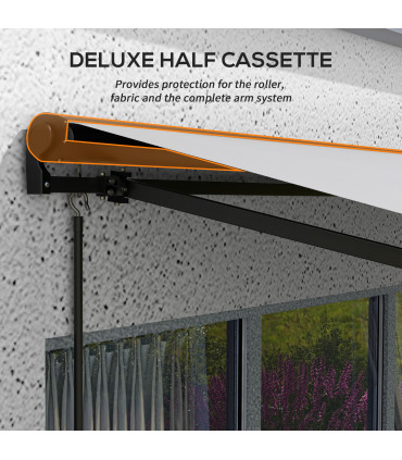 Outsunny 3.5 x 2.5m Electric Retractable Awning, Aluminium Frame, Light Grey