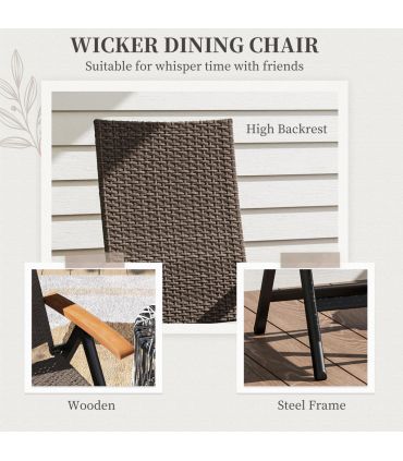 Outsunny Outdoor Folding Rattan Chair, Dining Chair, Brown