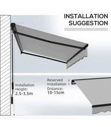 Outsunny 3.5 x 2.5m Electric Retractable Awning, Aluminium Frame, Light Grey