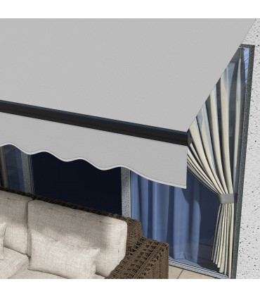 Outsunny 3.5 x 2.5m Electric Retractable Awning, Aluminium Frame, Light Grey