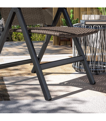 Outsunny Outdoor Folding Rattan Chair, Dining Chair, Brown