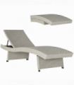 Outsunny PE Rattan Sun Lounger with 4-Level Adjustable Backrest, Grey