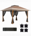 Outsunny 3.6 x 3.6m Pop Up Gazebo with Netting and Wheeled Bag, Brown
