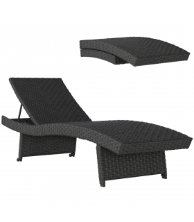 Outsunny PE Rattan Sun Lounger with 4-Level Adjustable Backrest, Black