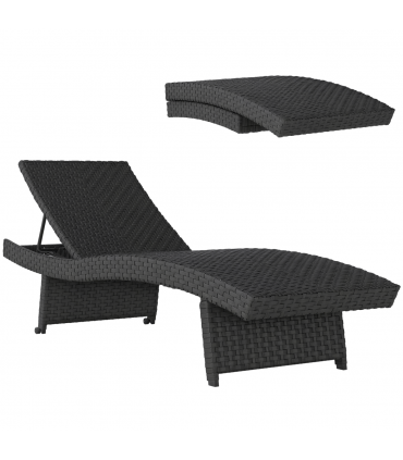 Outsunny PE Rattan Sun Lounger with 4-Level Adjustable Backrest, Black