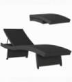 Outsunny PE Rattan Sun Lounger with 4-Level Adjustable Backrest, Black