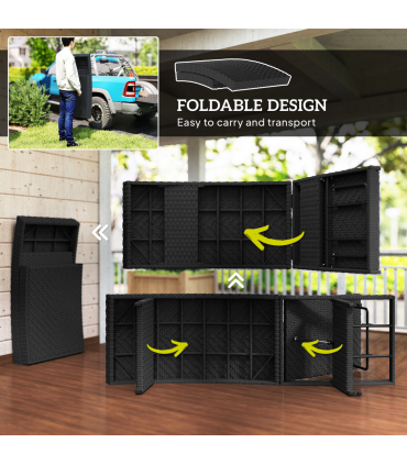 Outsunny PE Rattan Sun Lounger with 4-Level Adjustable Backrest, Black