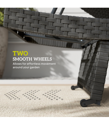 Outsunny PE Rattan Sun Lounger with 4-Level Adjustable Backrest, Black