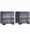 Outsunny Set of 2 Rattan Footstool, Storage Ottoman w/ Cushions, Dark Grey