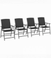 Outsunny 4pcs Rattan Chair Foldable Garden Furniture w/ Armrest Black