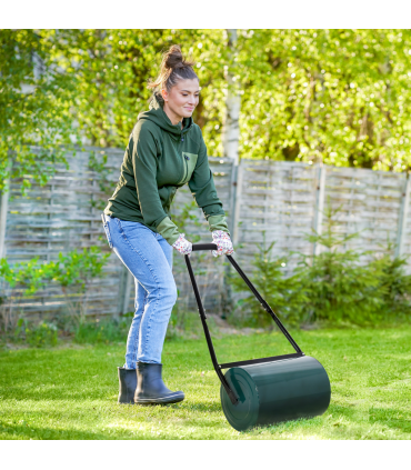 Outsunny 30cm Metal Lawn Roller-Deep Green