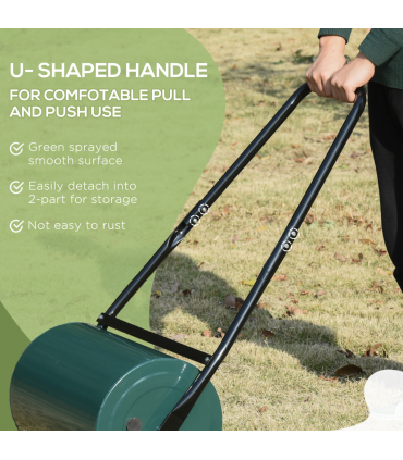 Outsunny 30cm Metal Lawn Roller-Deep Green