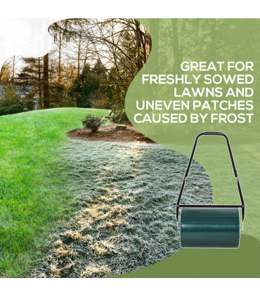 Outsunny 30cm Metal Lawn Roller-Deep Green