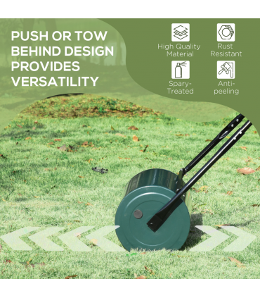 Outsunny 30cm Metal Lawn Roller-Deep Green