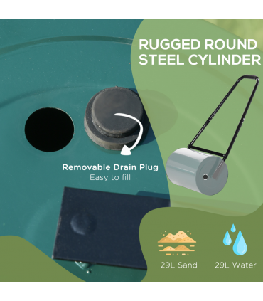 Outsunny 30cm Metal Lawn Roller-Deep Green