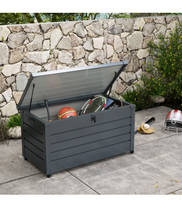 Outsunny 331L Outdoor Storage Box Waterproof with Wheels and Lock