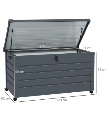 Outsunny 331L Outdoor Storage Box Waterproof with Wheels and Lock