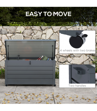 Outsunny 331L Outdoor Storage Box Waterproof with Wheels and Lock