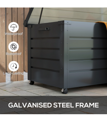 Outsunny 331L Outdoor Storage Box Waterproof with Wheels and Lock