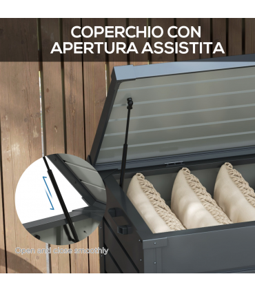 Outsunny 331L Outdoor Storage Box Waterproof with Wheels and Lock