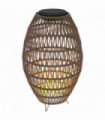 Outsunny Rattan Solar Lamp, Auto On/Off Garden Lantern, Dark Brown