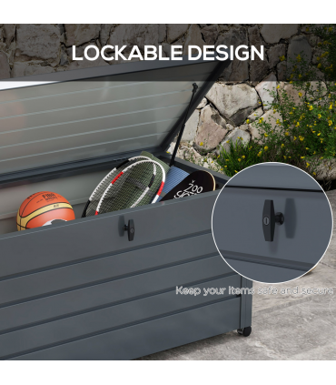 Outsunny 331L Outdoor Storage Box Waterproof with Wheels and Lock
