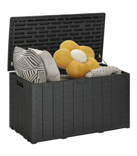 Outsunny 336 Litre Rolling Outdoor Garden Storage Box, Plastic Container, Black