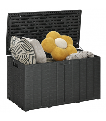 Outsunny 336 Litre Rolling Outdoor Garden Storage Box, Plastic Container, Black