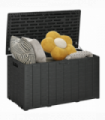 Outsunny 336 Litre Rolling Outdoor Garden Storage Box, Plastic Container, Black