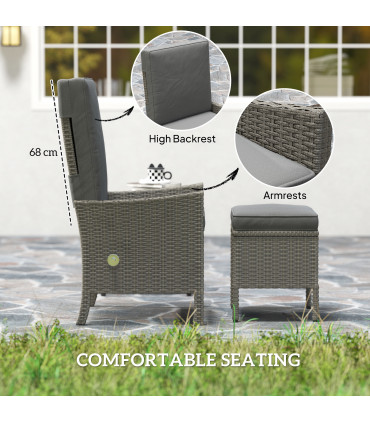 Outsunny 5 PCS Rattan Garden Furniture Set w/ Cushions, Dark Grey
