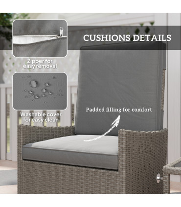 Outsunny 5 PCS Rattan Garden Furniture Set w/ Cushions, Dark Grey