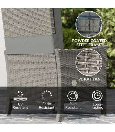 Outsunny 5 PCS Rattan Garden Furniture Set w/ Cushions, Dark Grey